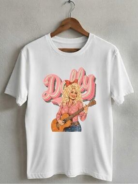 Gildan White Shirt With Dolly Parton Graphic Tee